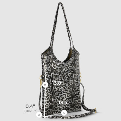 Italian Genuine Leopard-Print Metallic Suede Tote Bag 191722