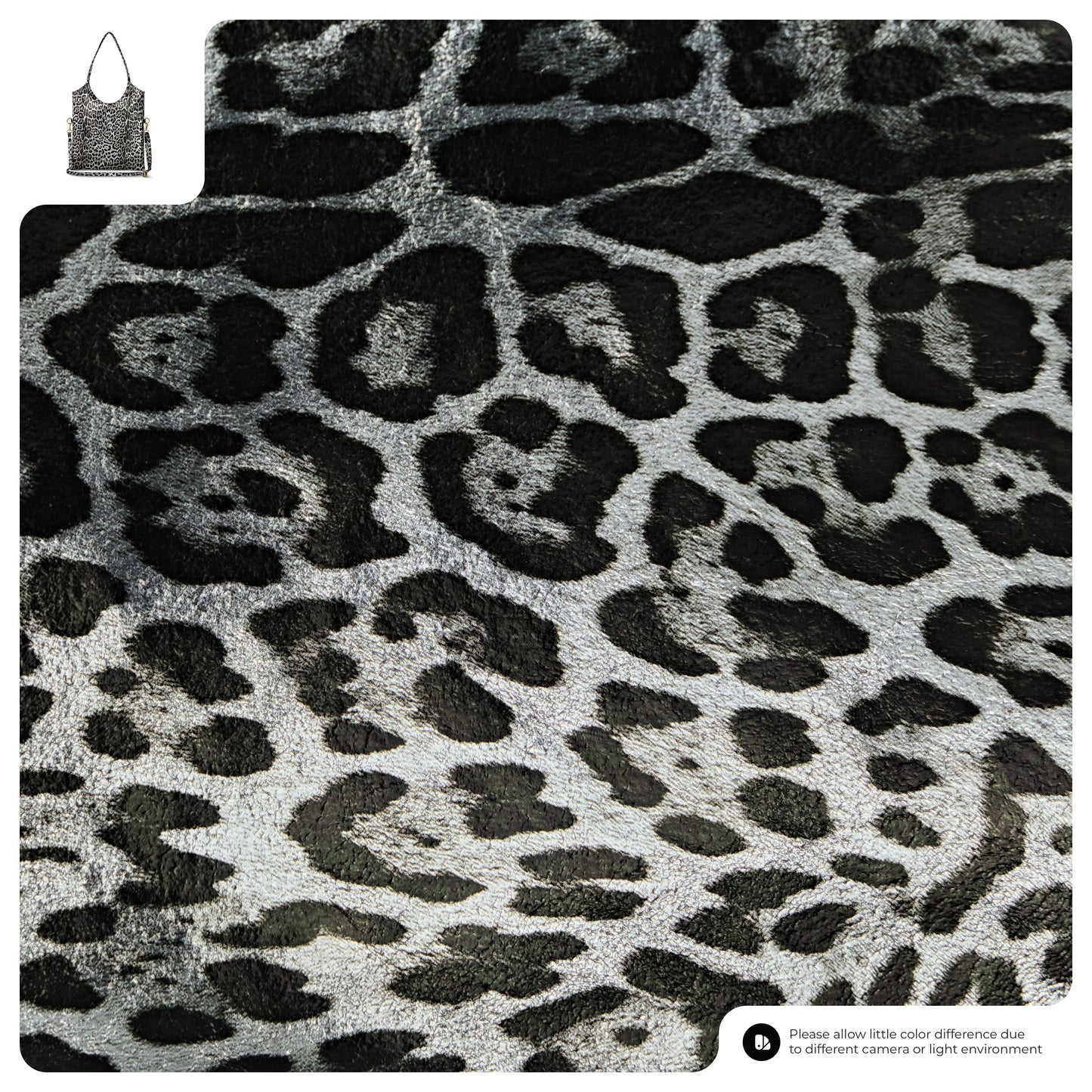 Italian Genuine Leopard-Print Metallic Suede Tote Bag 191722
