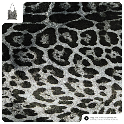 Italian Genuine Leopard-Print Metallic Suede Tote Bag 191722