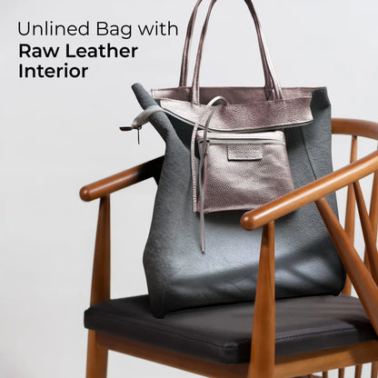 Italian Genuine Metallic Calf Leather Tote Bag 201718