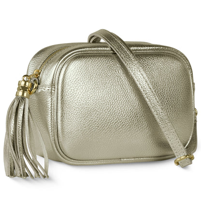 Italian Genuine Metallic Calf Leather Crossbody Bag 231302