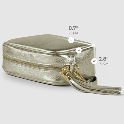 Italian Genuine Metallic Calf Leather Crossbody Bag 231302