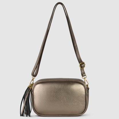 Italian Genuine Metallic Calf Leather Crossbody Bag 231302