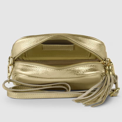 Italian Genuine Metallic Calf Leather Crossbody Bag 231302