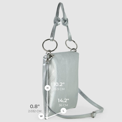 Italian Genuine Metallic Calf Leather Shoulder Bag 171551