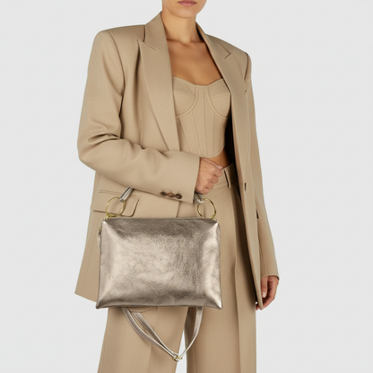 Italian Genuine Metallic Calf Leather Shoulder Bag 171551
