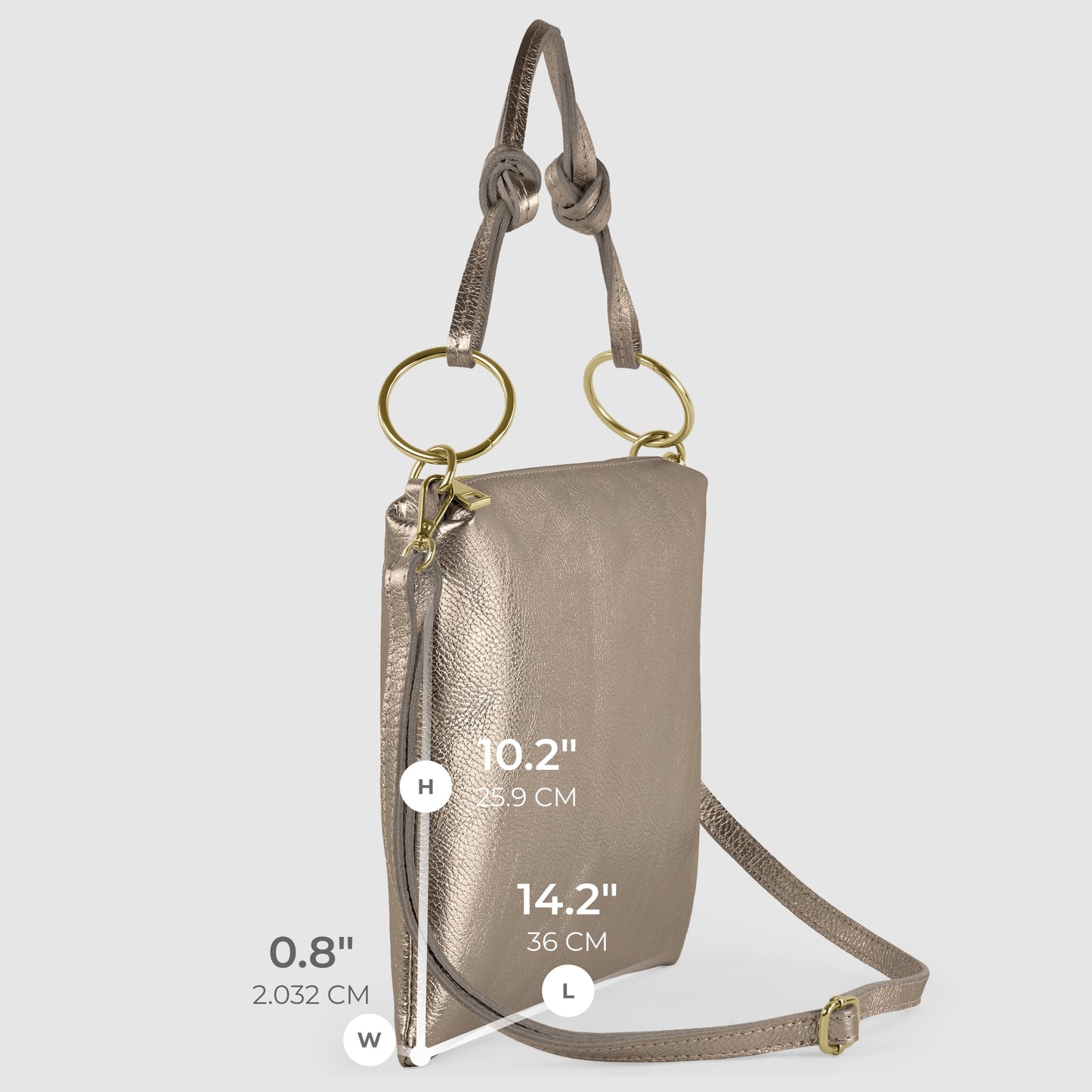 Italian Genuine Metallic Calf Leather Shoulder Bag 171551