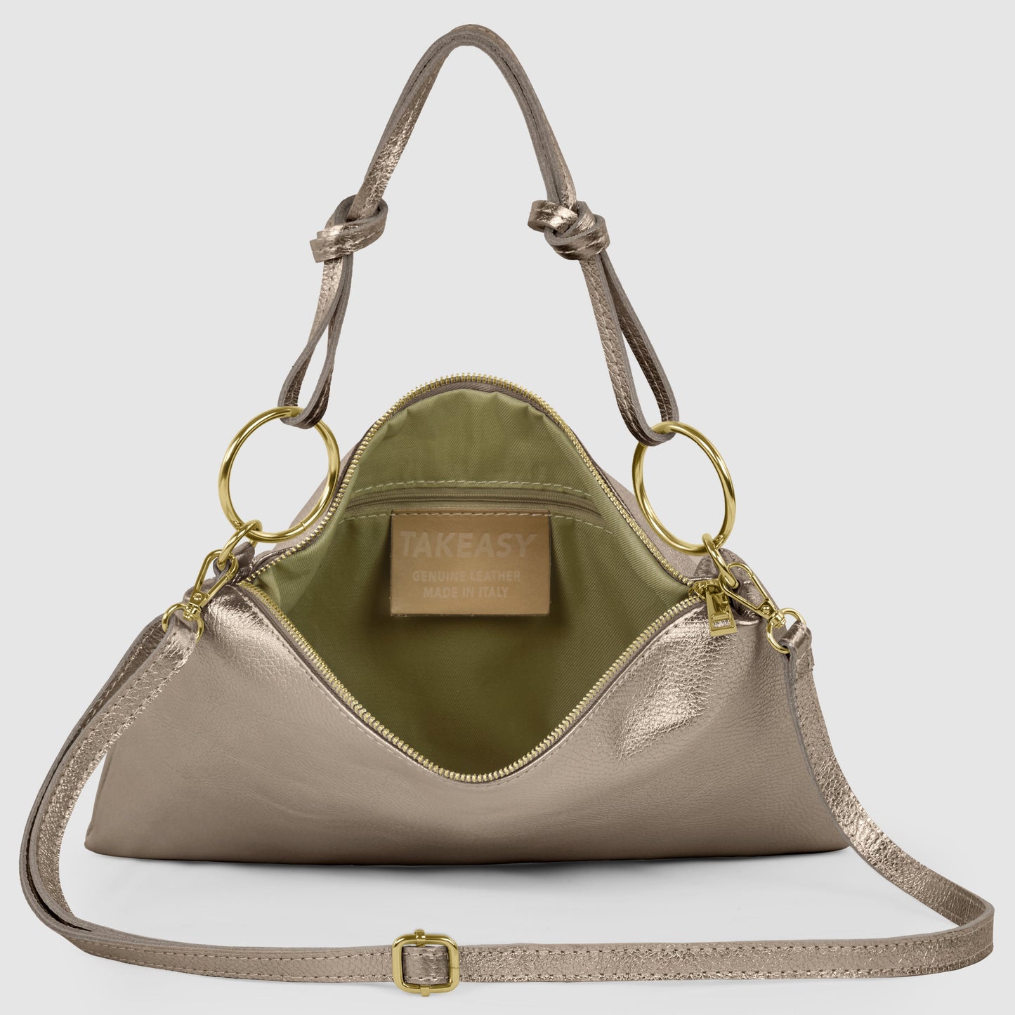 Italian Genuine Metallic Calf Leather Shoulder Bag 171551