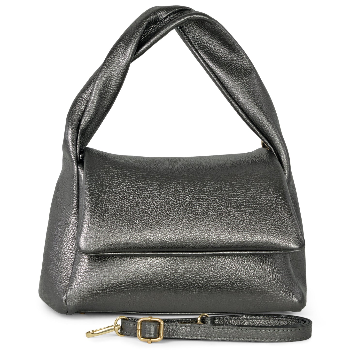 Italian Genuine Metallic Calf Leather Top-Handle Bag 262495