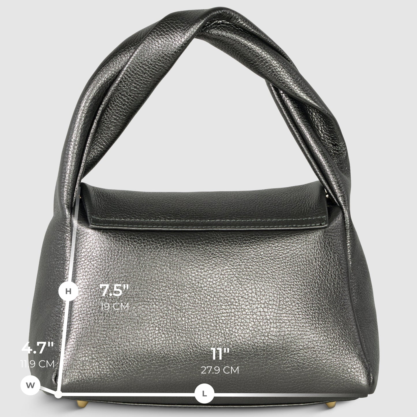 Italian Genuine Metallic Calf Leather Top-Handle Bag 262495