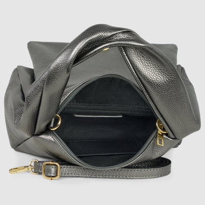 Italian Genuine Metallic Calf Leather Top-Handle Bag 262495