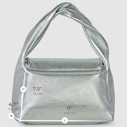 Italian Genuine Metallic Calf Leather Top-Handle Bag 262495