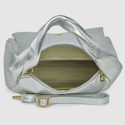 Italian Genuine Metallic Calf Leather Top-Handle Bag 262495