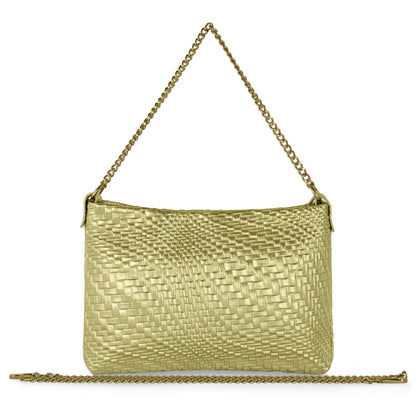 Italian Genuine Grid Metallic Suede Crossbody Bag 101315