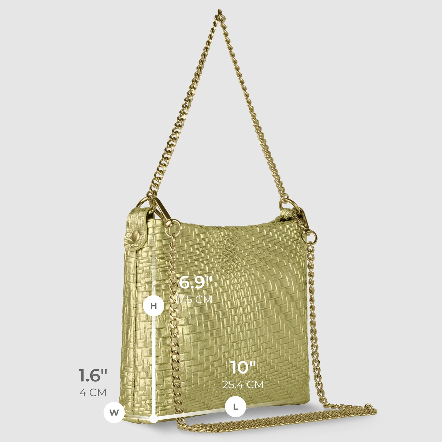 Italian Genuine Grid Metallic Suede Crossbody Bag 101315