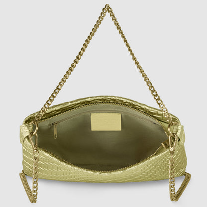 Italian Genuine Grid Metallic Suede Crossbody Bag 101315