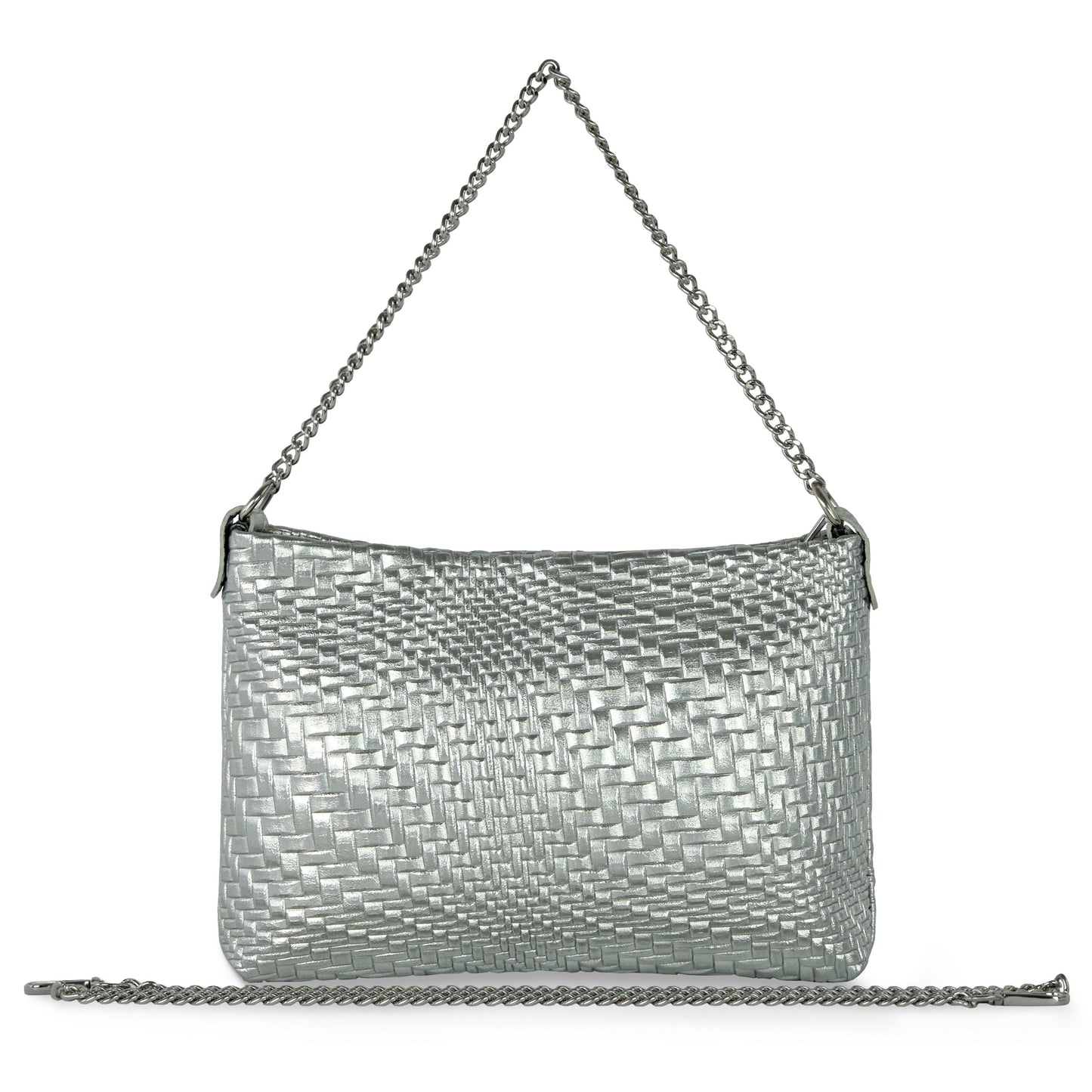 Italian Genuine Grid Metallic Suede Crossbody Bag 101315