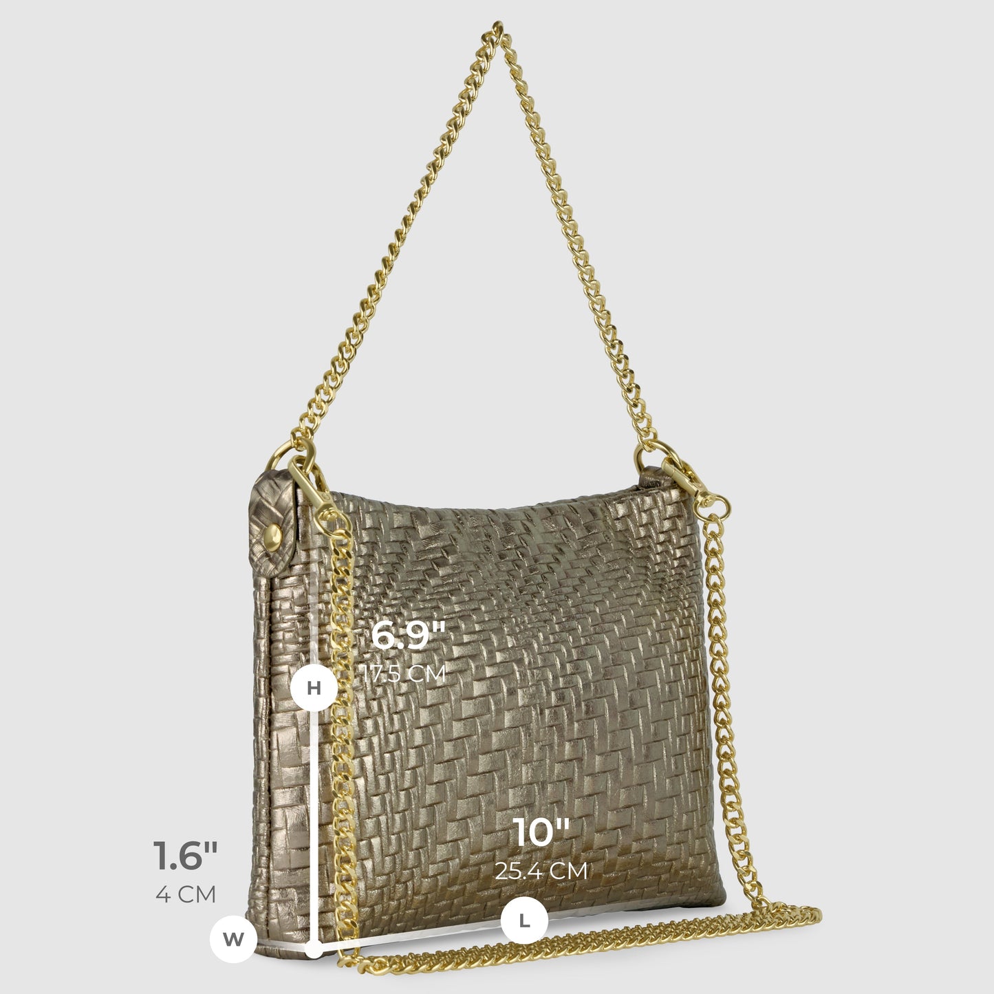 Italian Genuine Grid Metallic Suede Crossbody Bag 101315