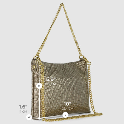 Italian Genuine Grid Metallic Suede Crossbody Bag 101315