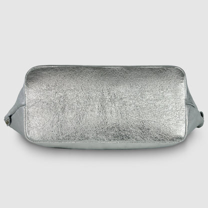Italian Genuine Metallic Suede Top-Handle Bag 112334