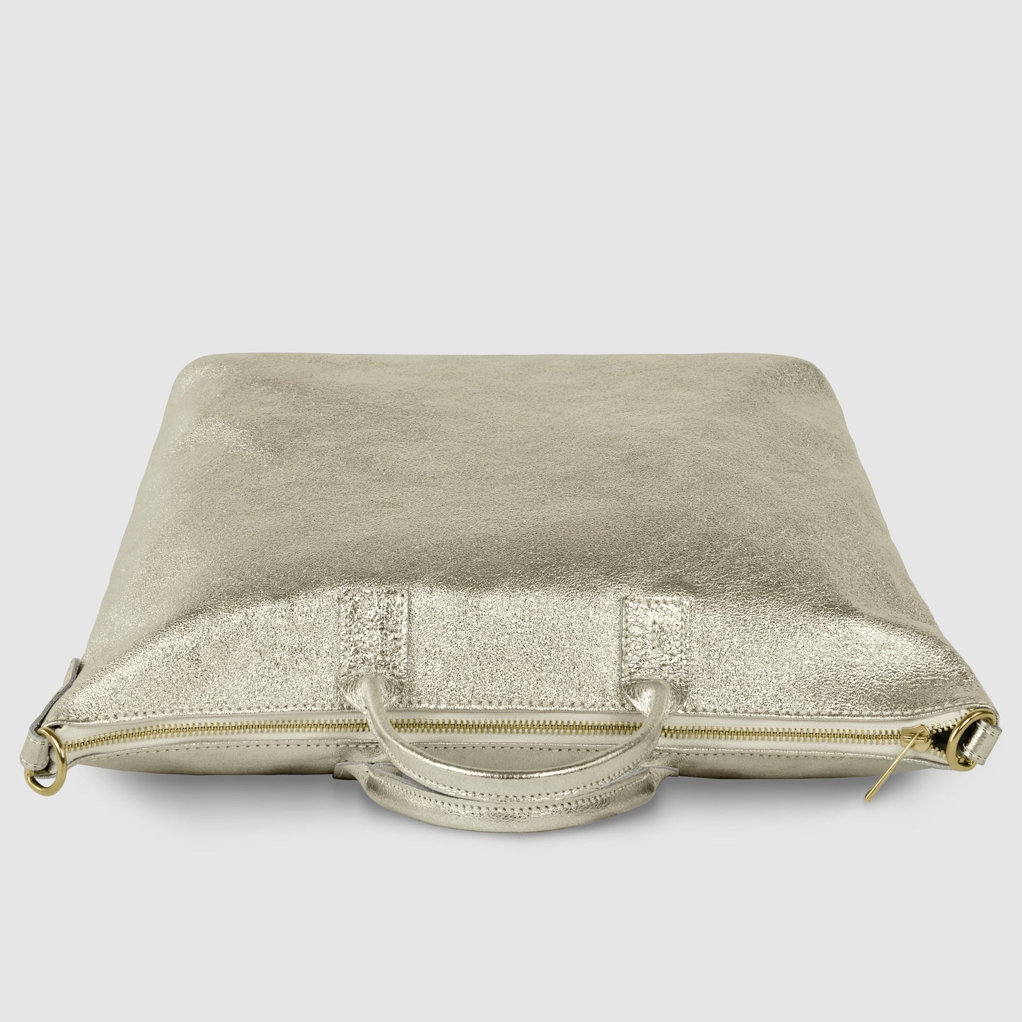 Italian Genuine Metallic Suede Top-Handle Bag 112334