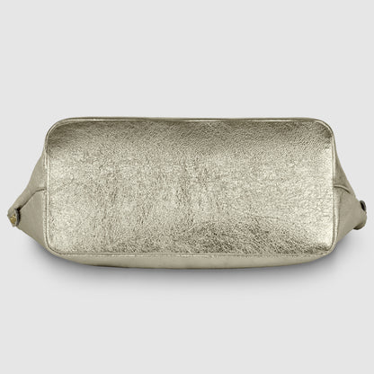 Italian Genuine Metallic Suede Top-Handle Bag 112334