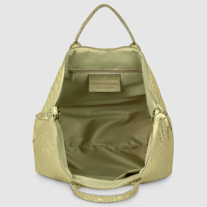 Italian Genuine Grid Metallic Suede Top-Handle Bag 112615
