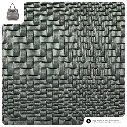 Italian Genuine Grid Metallic Suede Top-Handle Bag 112615