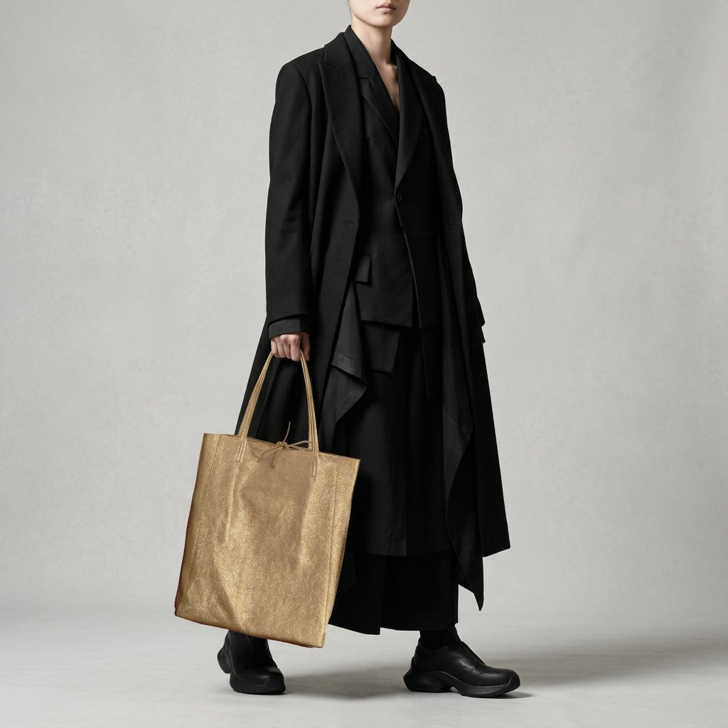 Italian Genuine Metallic Suede Tote Bag 201718