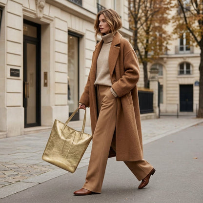 Italian Genuine Metallic Suede Tote Bag 201718