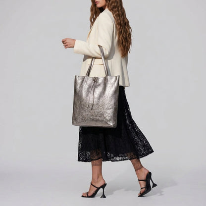 Italian Genuine Metallic Suede Tote Bag 201718