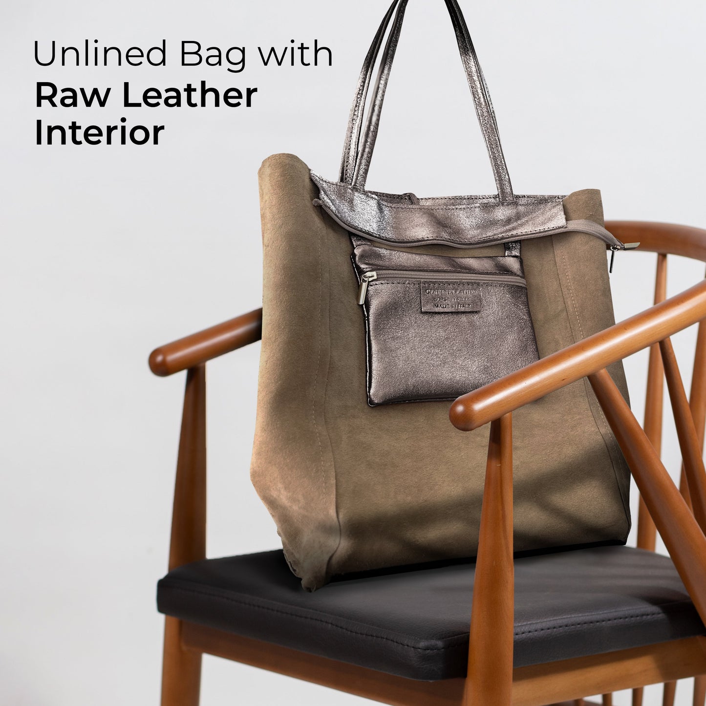 Italian Genuine Metallic Suede Tote Bag 201718