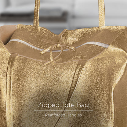 Italian Genuine Metallic Suede Tote Bag 201718