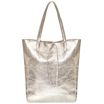 Italian Genuine Metallic Suede Tote Bag 201718