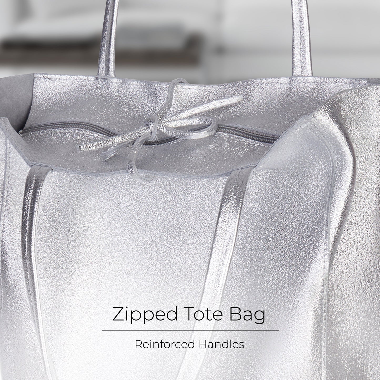 Italian Genuine Metallic Suede Tote Bag 201718