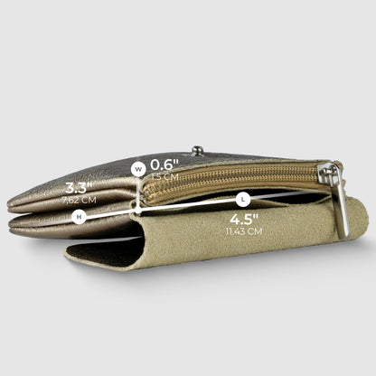 Italian Genuine Metallic Suede Wallet 000350