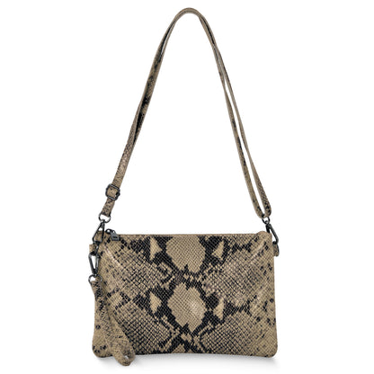 Italian Genuine Python-Print Suede Crossbody Bag 111301