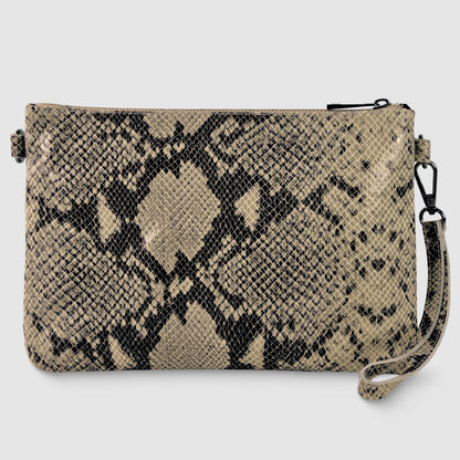 Italian Genuine Python-Print Suede Crossbody Bag 111301