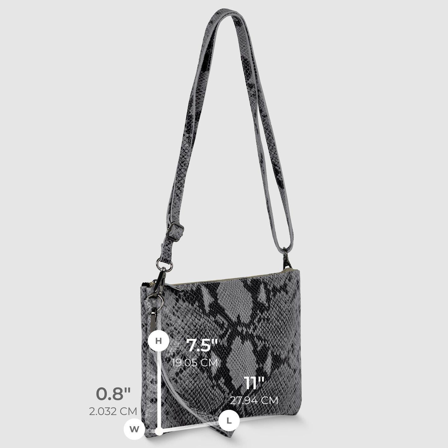 Italian Genuine Python-Print Suede Crossbody Bag 111301
