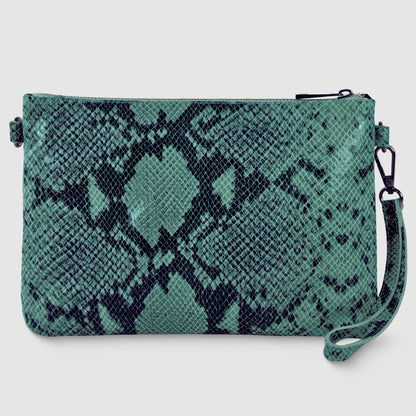 Italian Genuine Python-Print Suede Crossbody Bag 111301