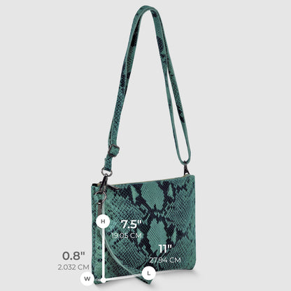 Italian Genuine Python-Print Suede Crossbody Bag 111301