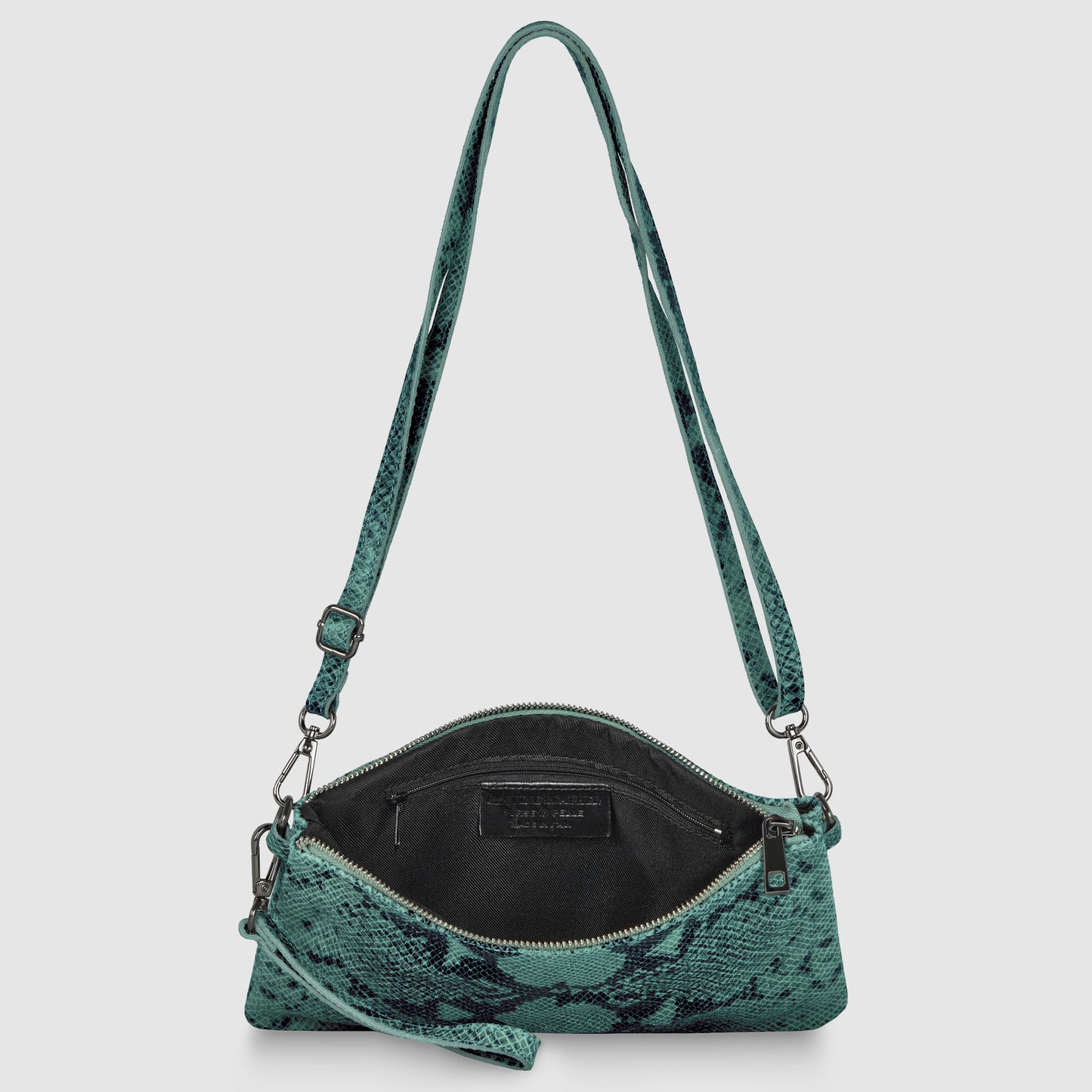 Italian Genuine Python-Print Suede Crossbody Bag 111301