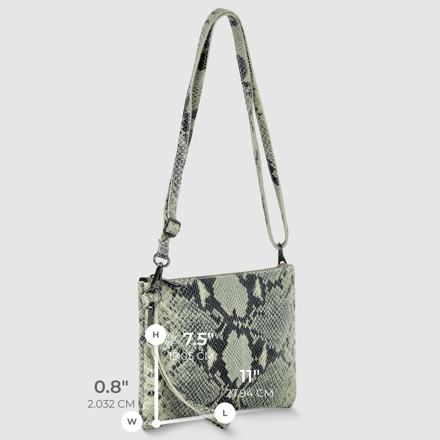 Italian Genuine Python-Print Suede Crossbody Bag 111301