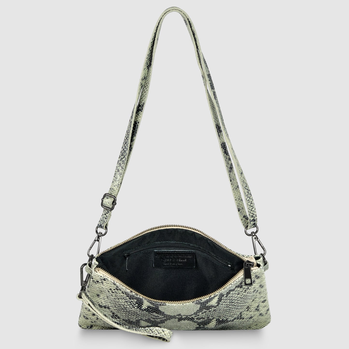 Italian Genuine Python-Print Suede Crossbody Bag 111301