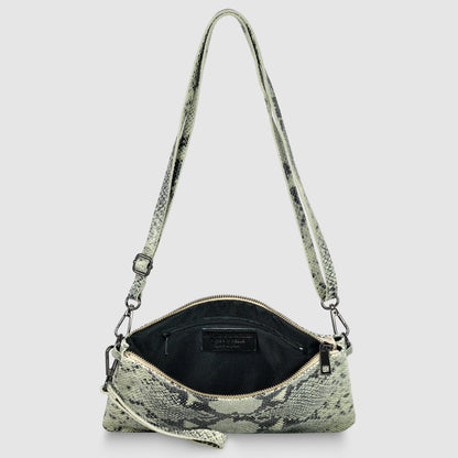 Italian Genuine Python-Print Suede Crossbody Bag 111301