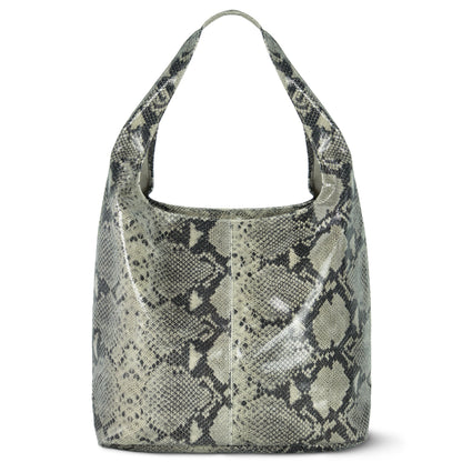 Italian Genuine Python-Print Suede Hobo Bag 011943