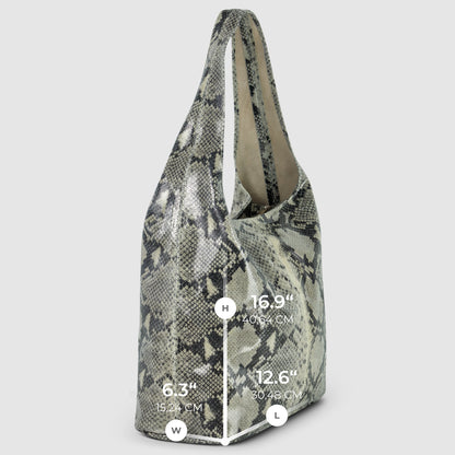 Italian Genuine Python-Print Suede Hobo Bag 011943