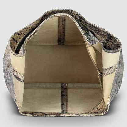 Italian Genuine Python-Print Suede Hobo Bag 011943