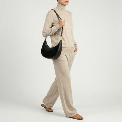 Italian Genuine Suede & Calf Leather Shoulder Bag 222024