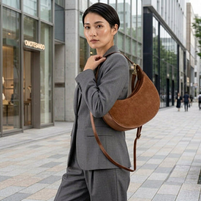 Italian Genuine Suede & Calf Leather Shoulder Bag 222024